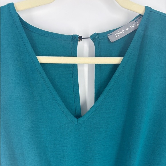 Pixi + Ivy Teal V-Neck Dress - Picture 2 of 10